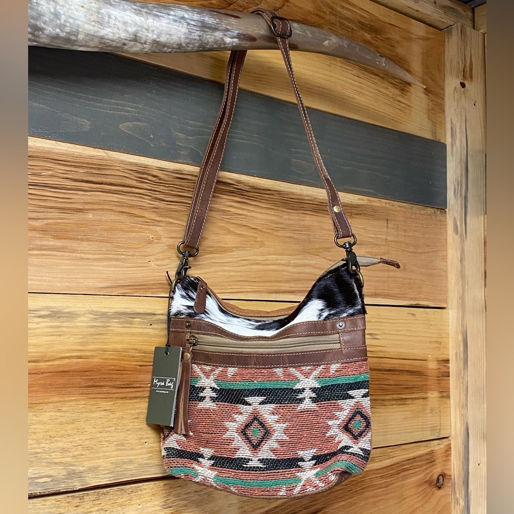 Myra Bag Orion Small & Crossbody Bag S-5292 Hair on Hide Leather and Fabric